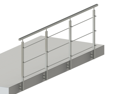Balustrada dł.1mb, System 40X40 mm, 3 pręty poziome Ø12 lub 10x10 mm  , Satyna wys.100 cm ,mocowanie do boku