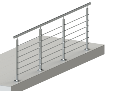 Balustrada dł.1mb, System 40X40 mm, 6 prętów poziomych  Ø12 lub 10x10 mm  , Satyna wys.100 cm ,mocowanie z boku 