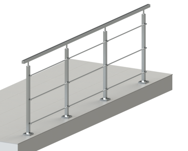 Balustrada dł.1mb, System 40X40 mm, 3 pręty poziome Ø12 lub 10x10 mm  , Satyna wys.100 cm ,mocowanie na wierzch 