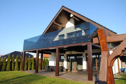 Balustrada całoszklana szkło 8,8,4 VSG ESG mm mocowanie punktowe w rotulach  